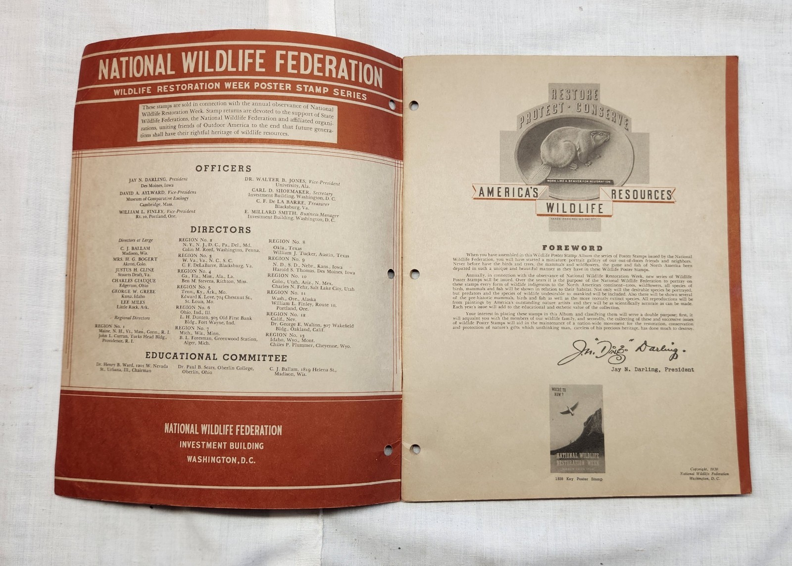 1939 National Wildlife Federation Restoration Poster Stamp Album complete