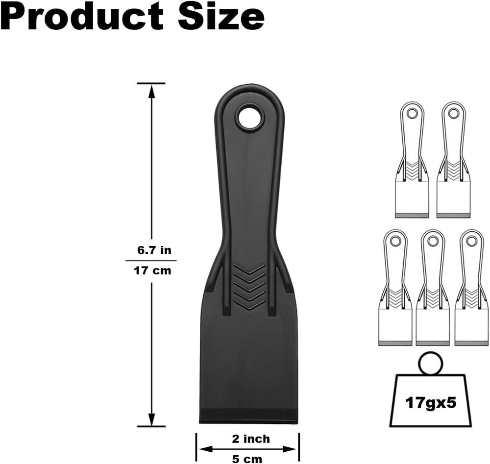 5 Pcs Plastic Putty Knife,2Inch Flexible Paint Scraper Tool for Spackling,Rep...