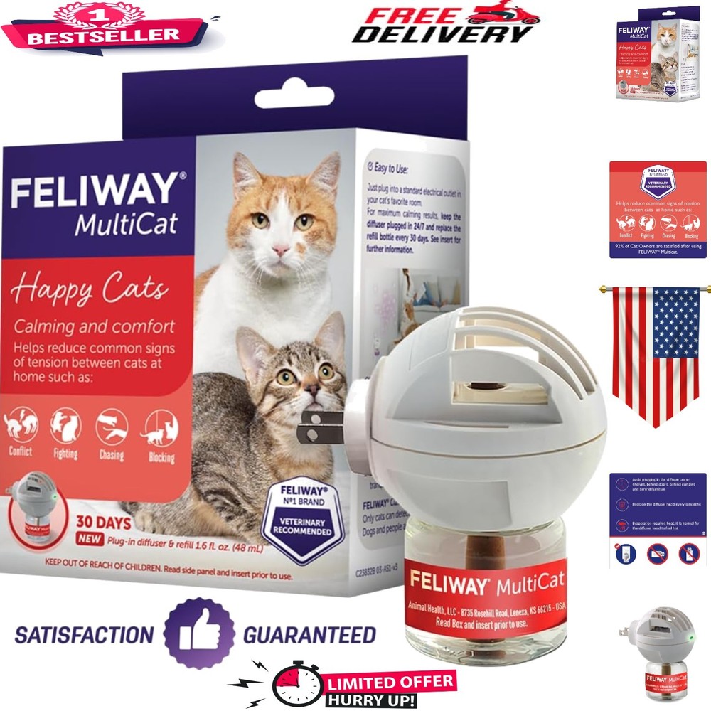 MultiCat Plug-In Diffuser - Non-Sedating Calming Solution for 700 Sq Ft Homes