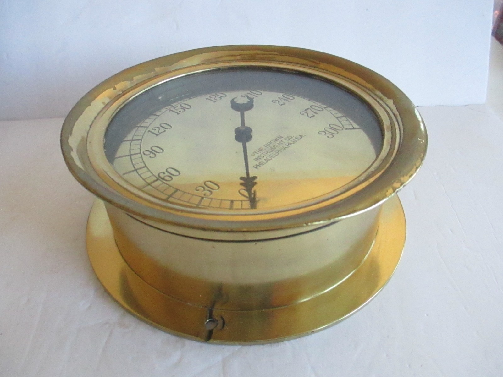 Vintage Brown Instrument Co. Gauge Steam Brass Ship Steam Train Philadelphia PA