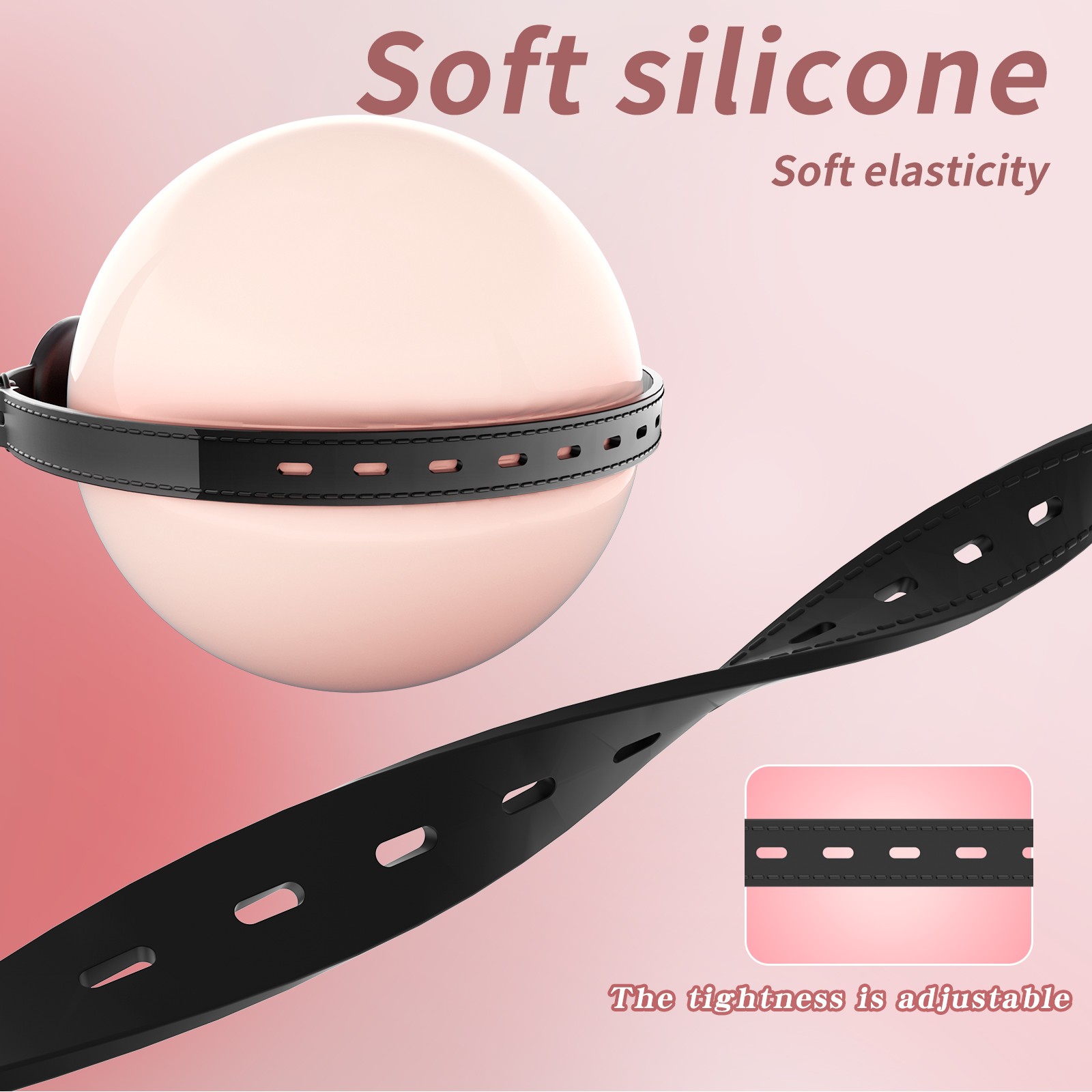 New Silicone Mouth Gag Breathable Ball BDSM Adjustable Belt Mouth for Couple