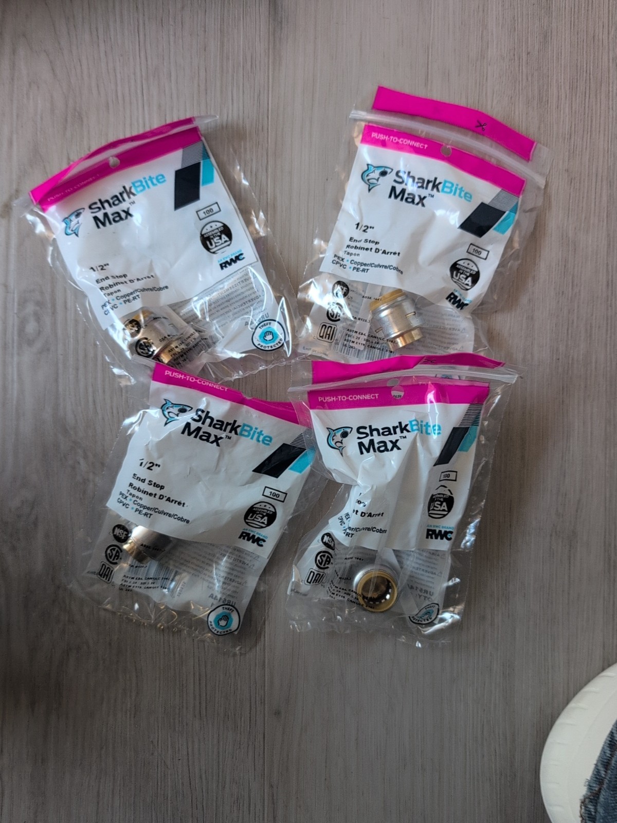 (4) pack SharkBite Max 1/2" Push-to-Connect Brass End Stop Fitting Pro UR514J4