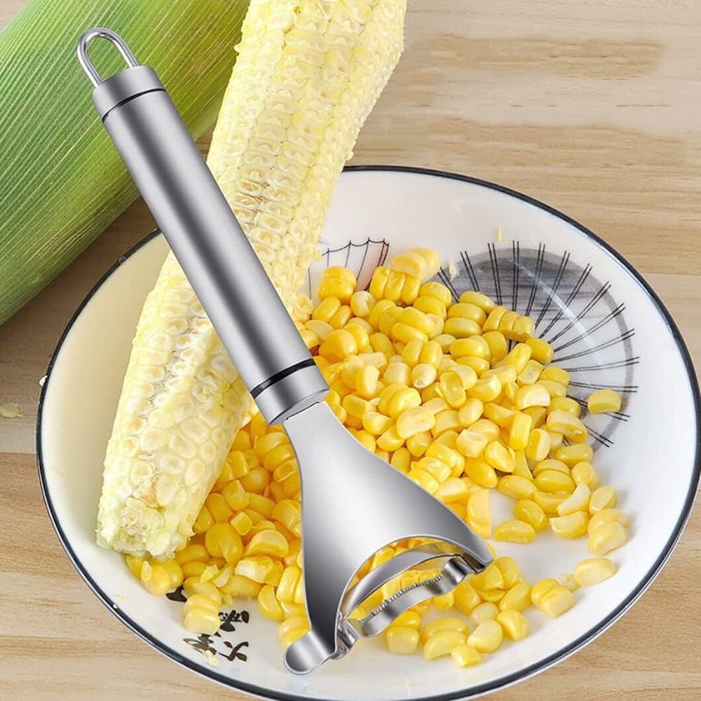 2 Pcs Stainless Steel Corn Peeler Corn Cob Stripper Tool with Ergonomic Handle