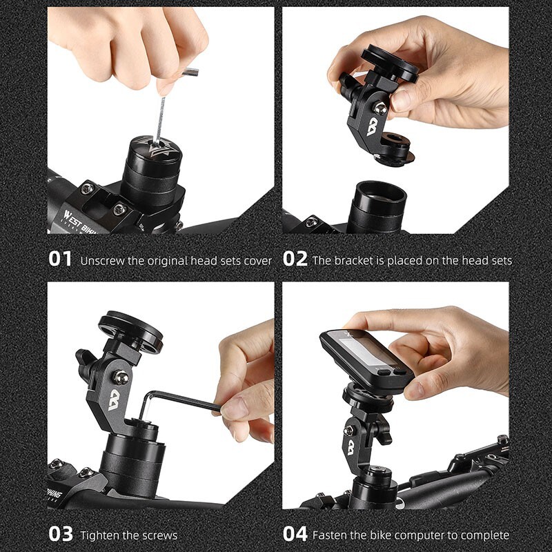 WEST BIKING MTB Bicycle Headset Computer Holder Bracket Bike Speedometer Adapter