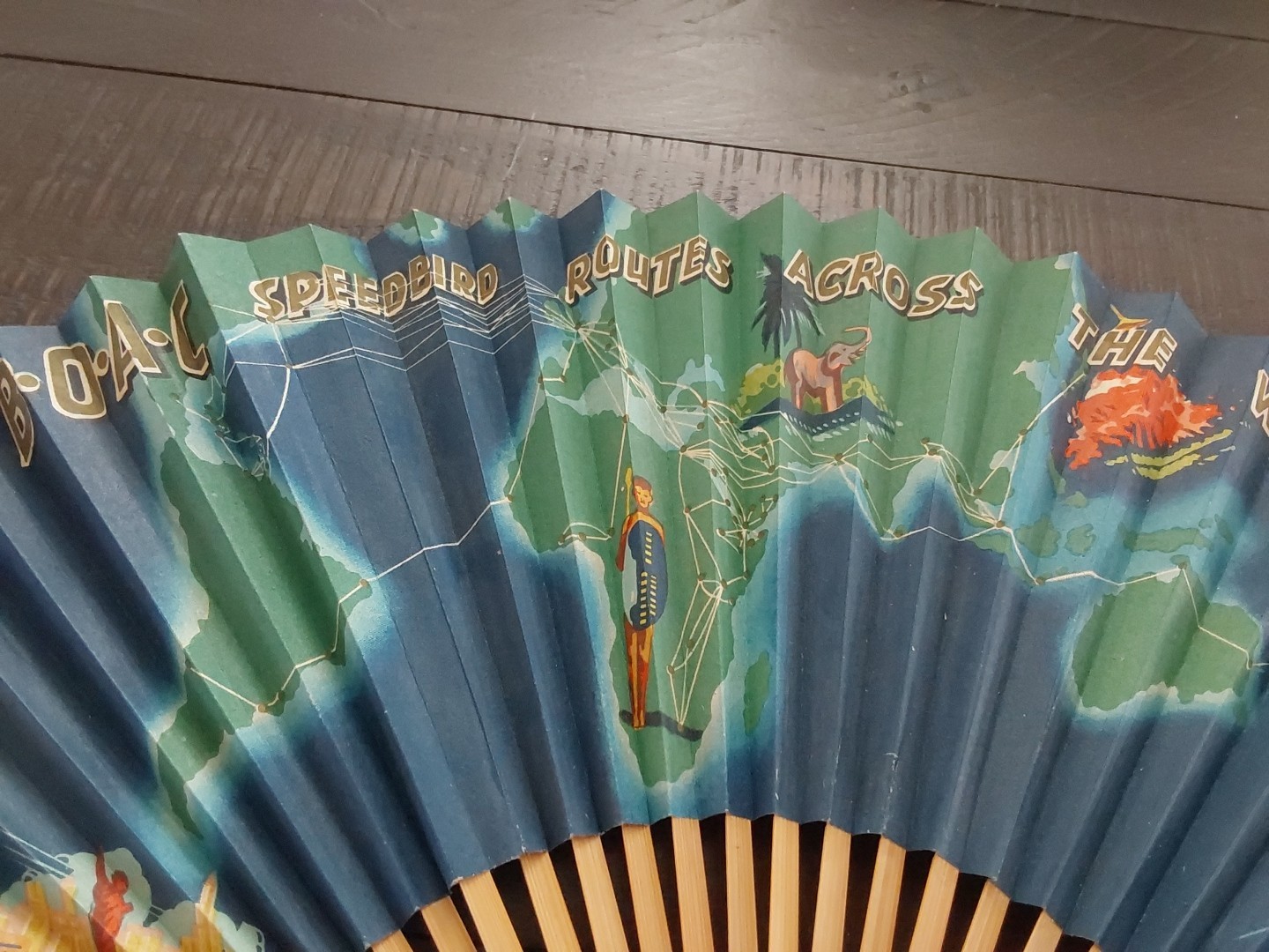 BOAC Airlines Speedbird Routes Across the World Advertising Hand Fan