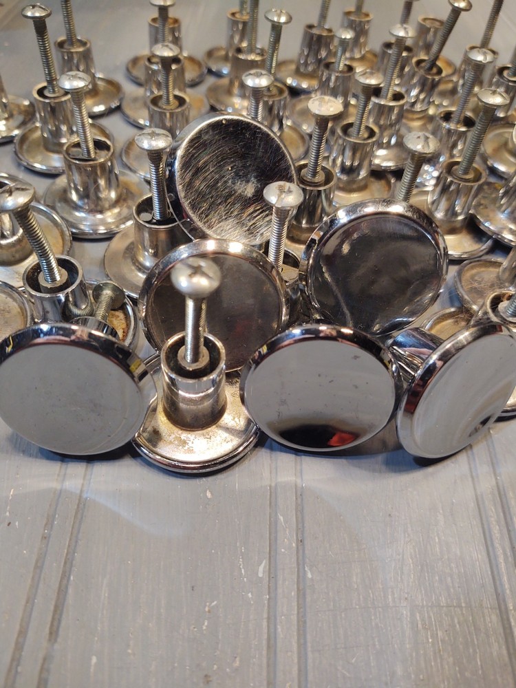 MCM 1.5" Round Concave Chrome Hardware Drawer Pulls knobs true vintage 552-1
