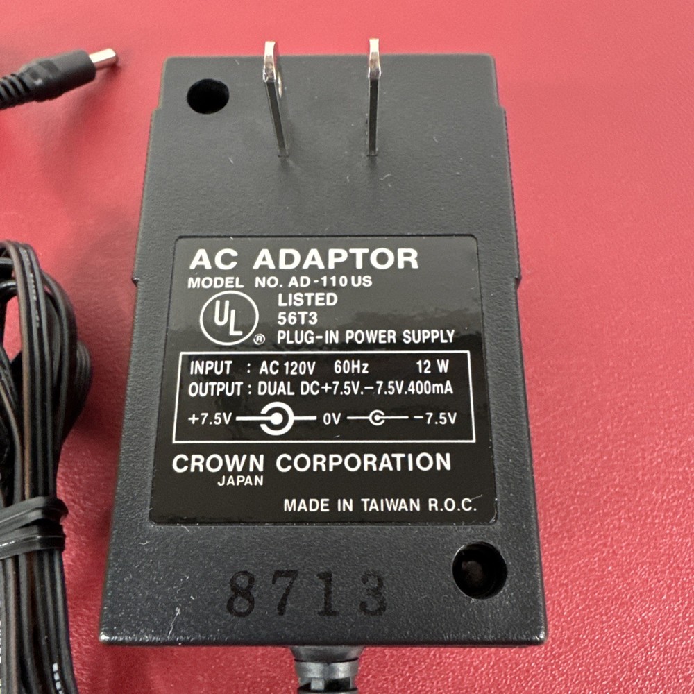 Dual AC Adapter AD-110US for Crown CD Player model CD-210