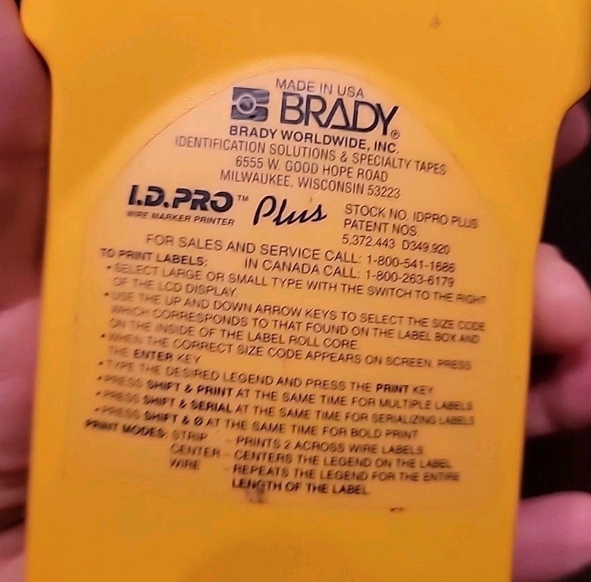Brady ID PRO Plus Handheld Label Printer – Untested No Power Adapter Tested