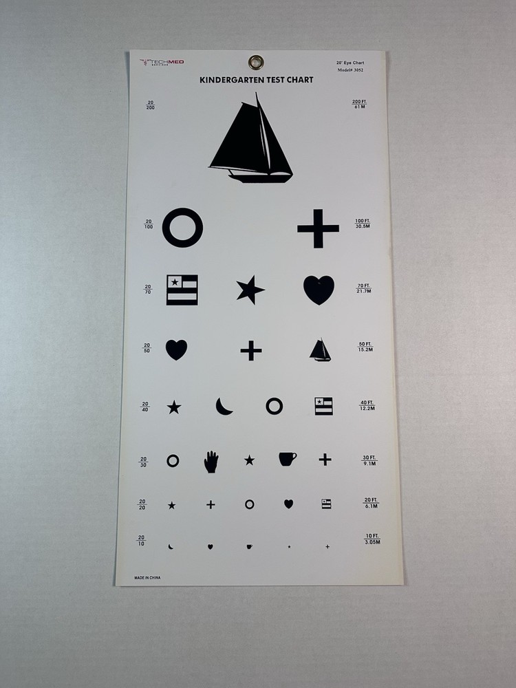 Children Kindergarten Eye Exam Test Wall Chart 22" By 11"
