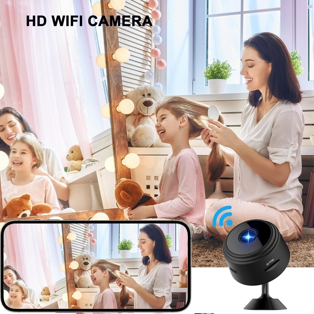 Compact 1080P Security Camera - Ultra-Wide Lens with Multi-User Access & Storage