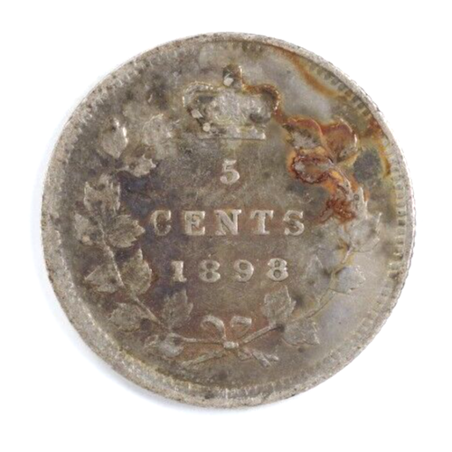 1898 5 Five Cents Silver Coin Canada Better Date