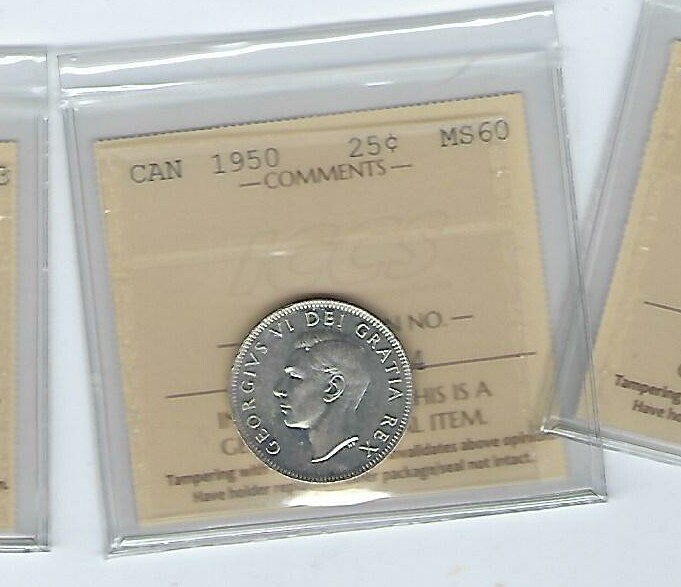 CANADA 25C CENTS 1950 ICCS UNC