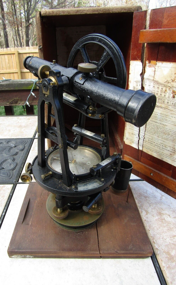 Antique Buff & Buff Metal Engineer Survey Transit- Tripod- Case #29639- Boston