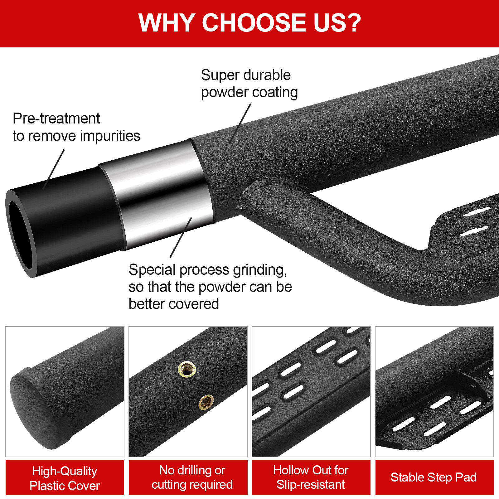 Fit 99-16 FORD F250 Superduty Super Cab Nerf Bar Running Board Side Step BLK BOC