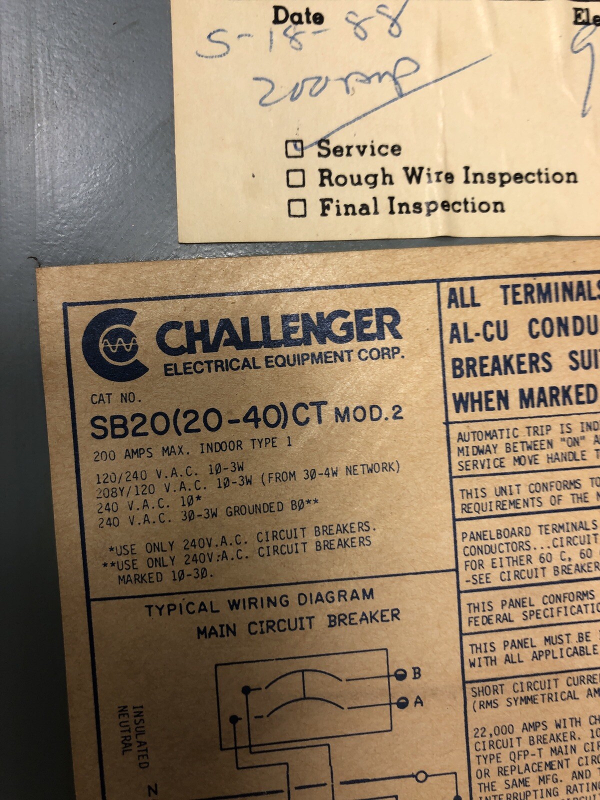 Generator Interlock Kit , Challenger 200 Amp Panel,Westinghouse 200 amp panel