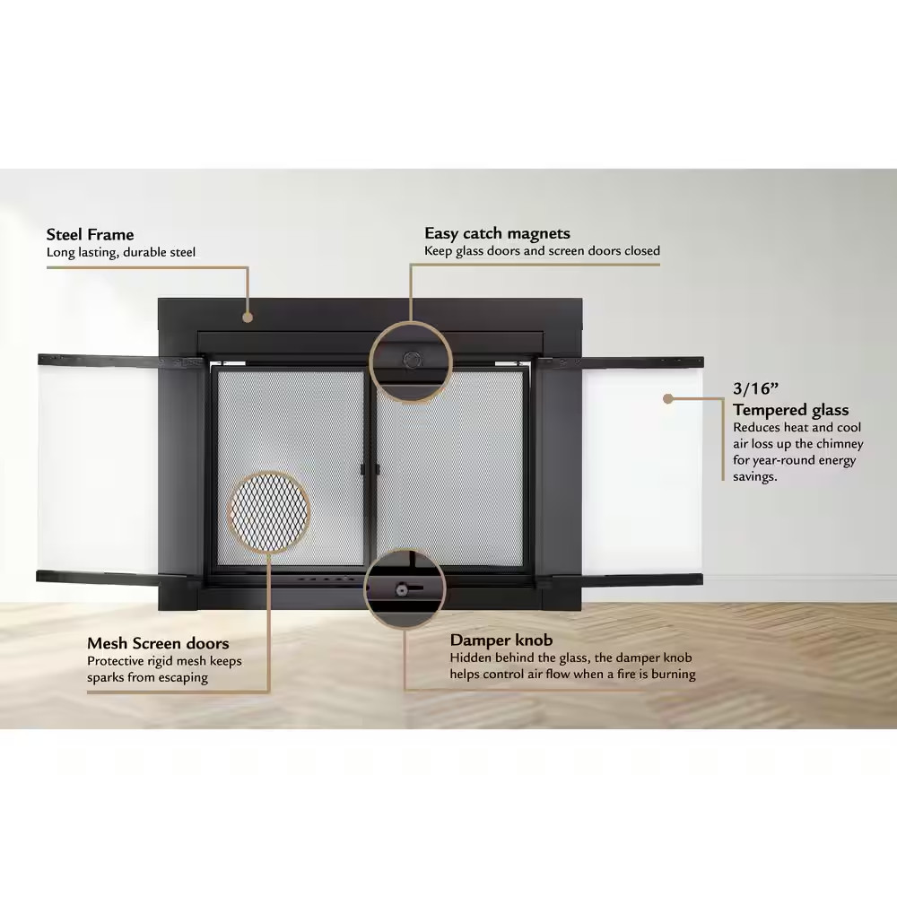 Alpine Small Glass Fireplace Doors
