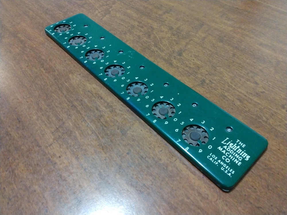 The Lightning Adding Machine CO 7 Digit Mid Century Mechanical Calculator