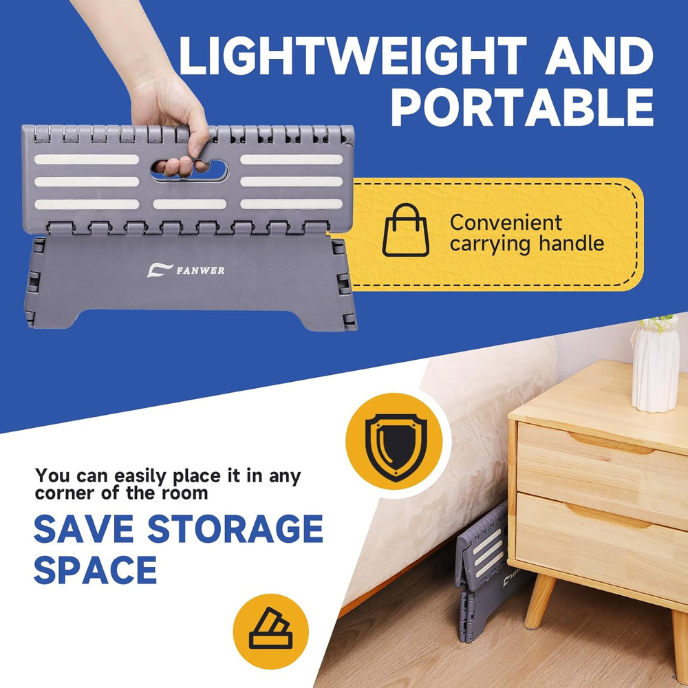 5 Inch Portable Folding Step Stool - Safe & Stable, Foldable Stepping Stool for