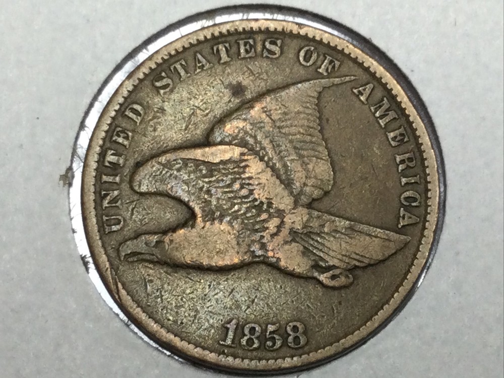 1858 small letters Flying Eagle Cent in very fine