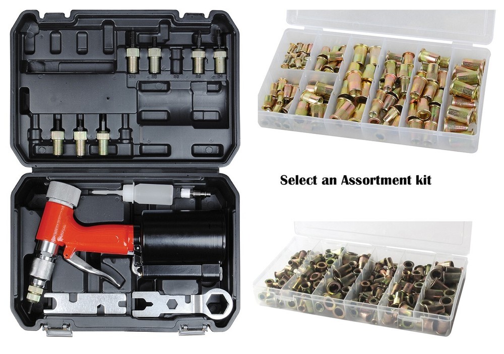 ATD 5855 Pneumatic Rivet Nut Setting Kit with optional Assortment Kit