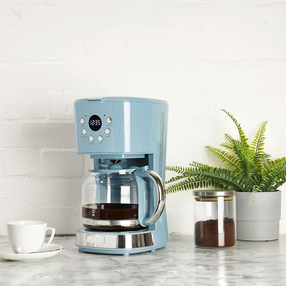 Haden Brighton 12 Cup Programmable Sleek Modern Nautical Coffee Maker, Sky Blue