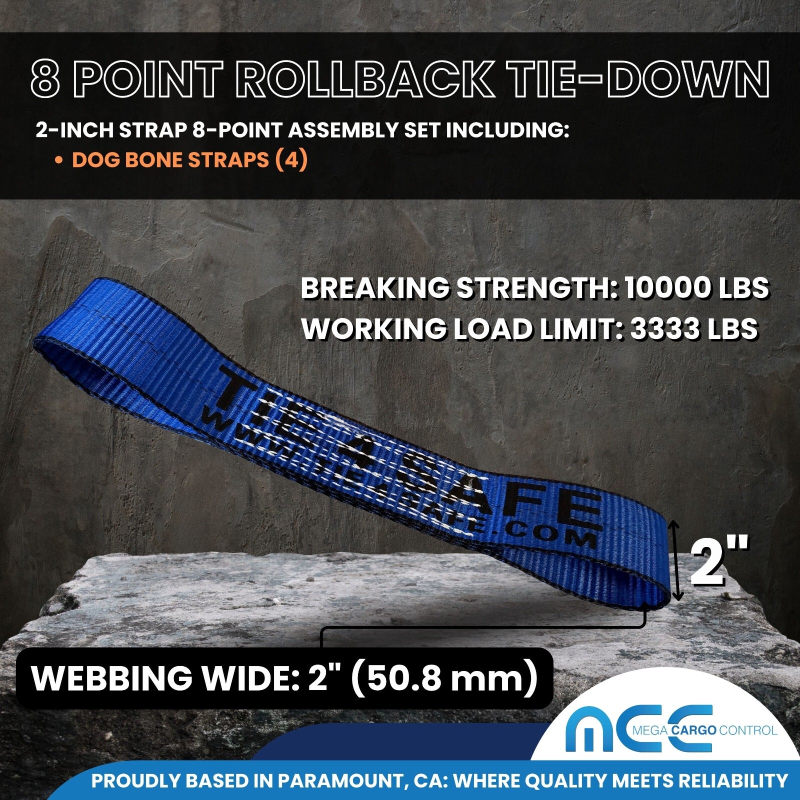 8 Point Roll Back Tie Down System w/ Chain Ends for Car Hauler Carrier Tow Truck