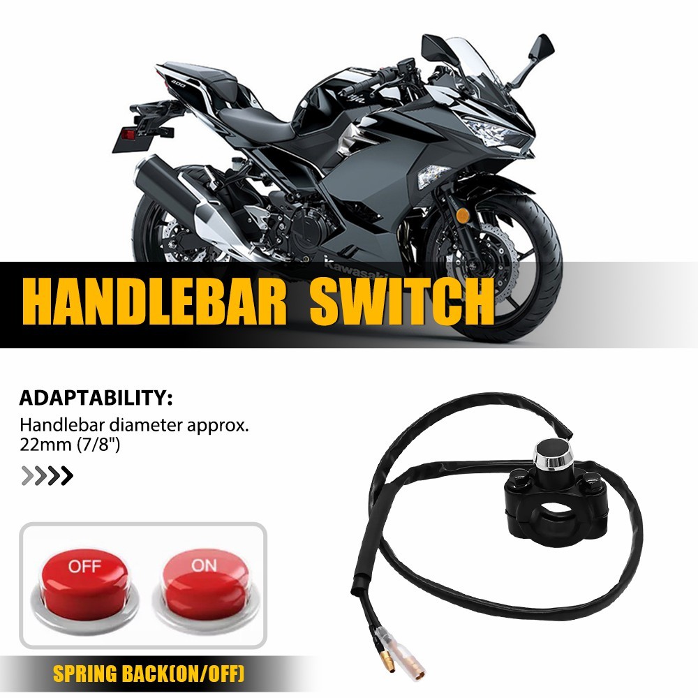 Motorcycle Switch Horn Handlebar Mount Push Button Momentary Start Universal EXV