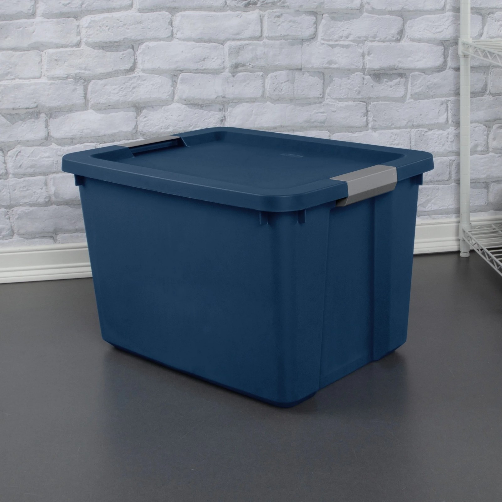 Large Storage Bin, 20 Gallon Plastic Storage Container with Latch Lid, Blue