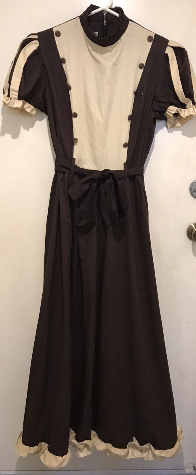 Retroscope Fashions Handmade Victorian Brown Dress - Puff Sleeve - SMALL
