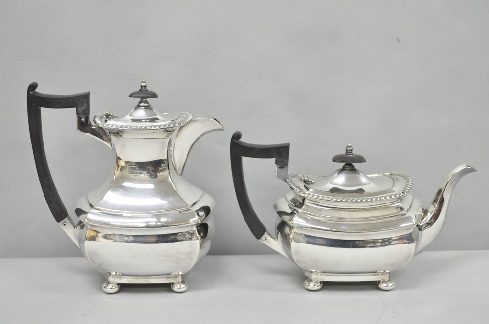 Antique Walker & Hall 53499 Art Deco Silver Plated Tea Service Set - 4 Pcs