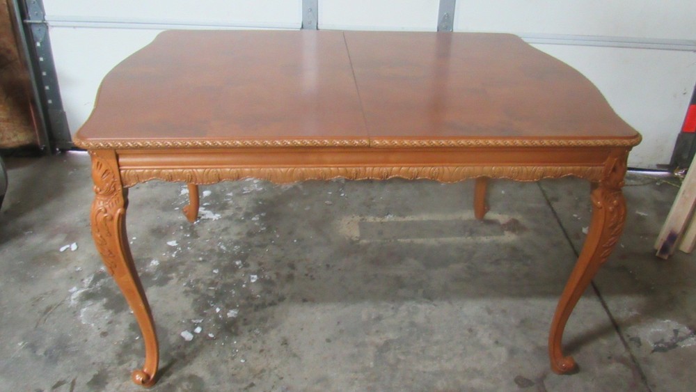 French Antique Dining Room Kitchen Table Carved