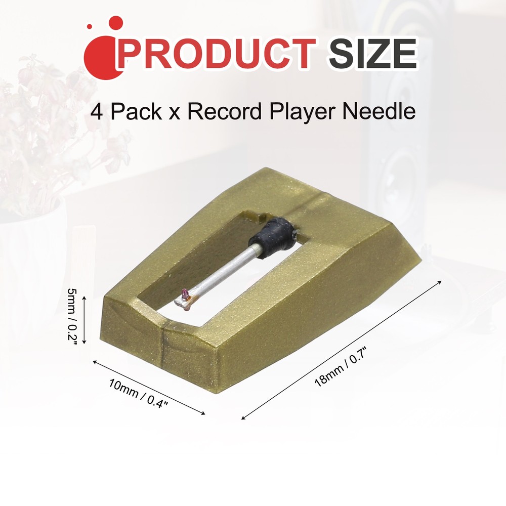 4 Pack Record Player Needle, Turntable Replacement Diamond Record Needle, Gold