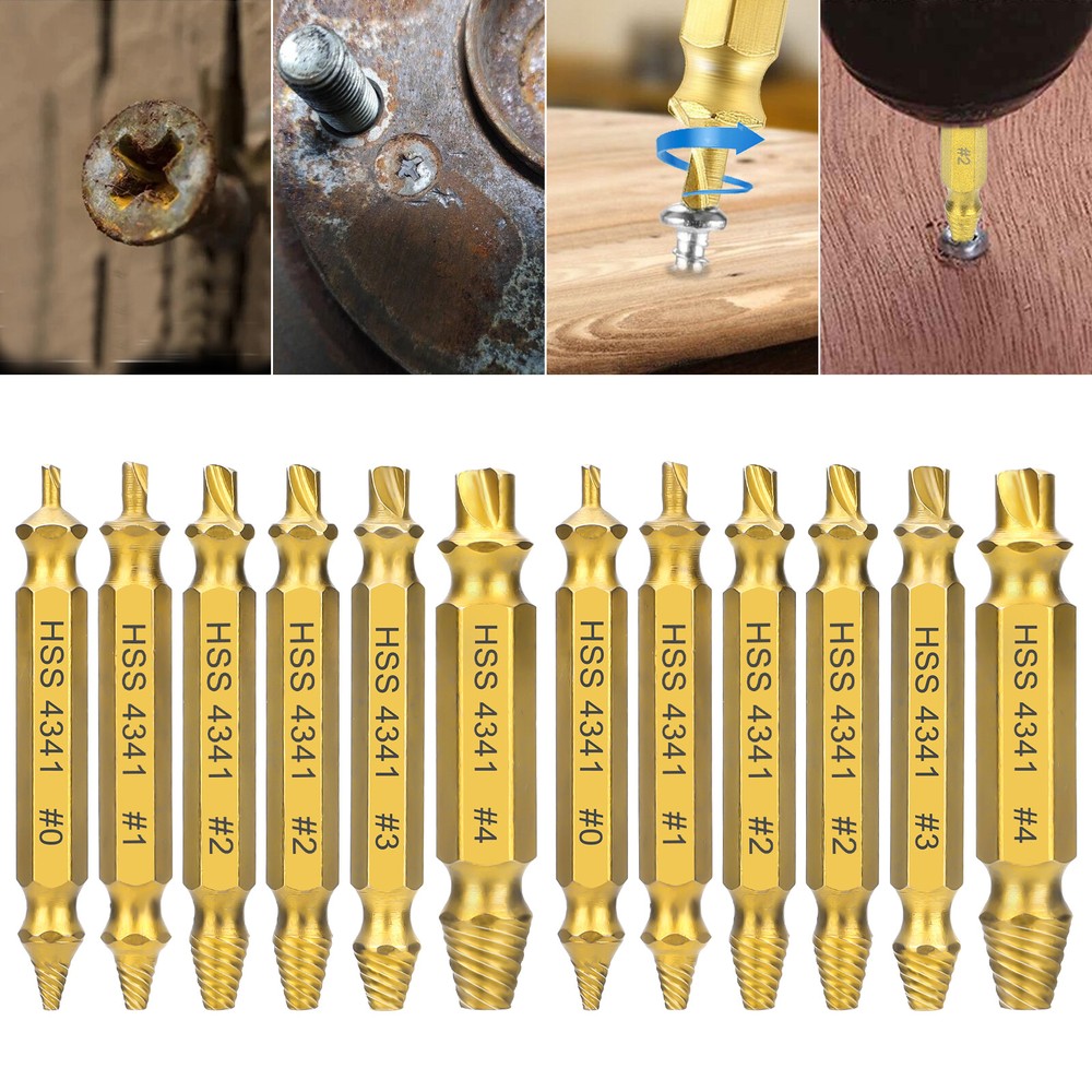 12pcs Fast Damaged Screw Extractor Speed Out Drill Bits Tool Broken Bolt Remover