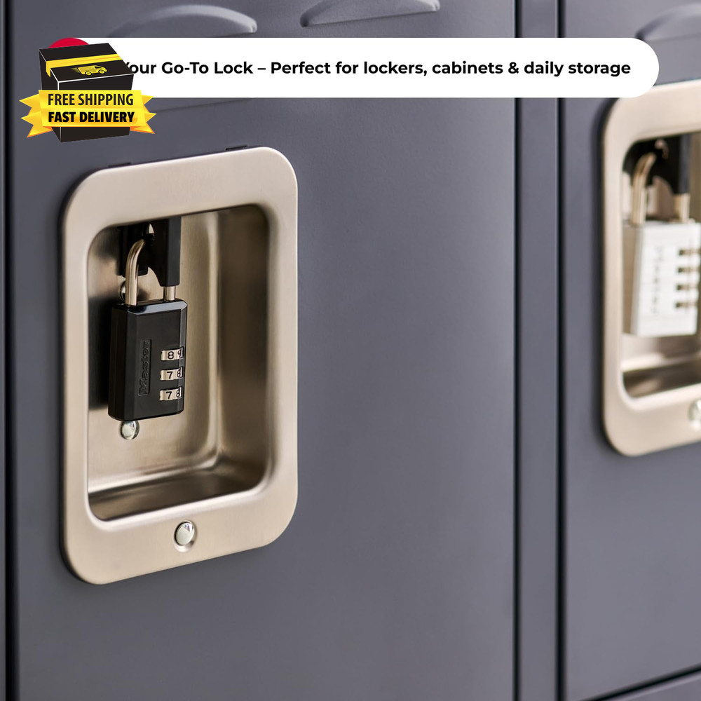 Black Combination Padlock, Indoor Gym Locker Lock with Customizable 3-Digit Code