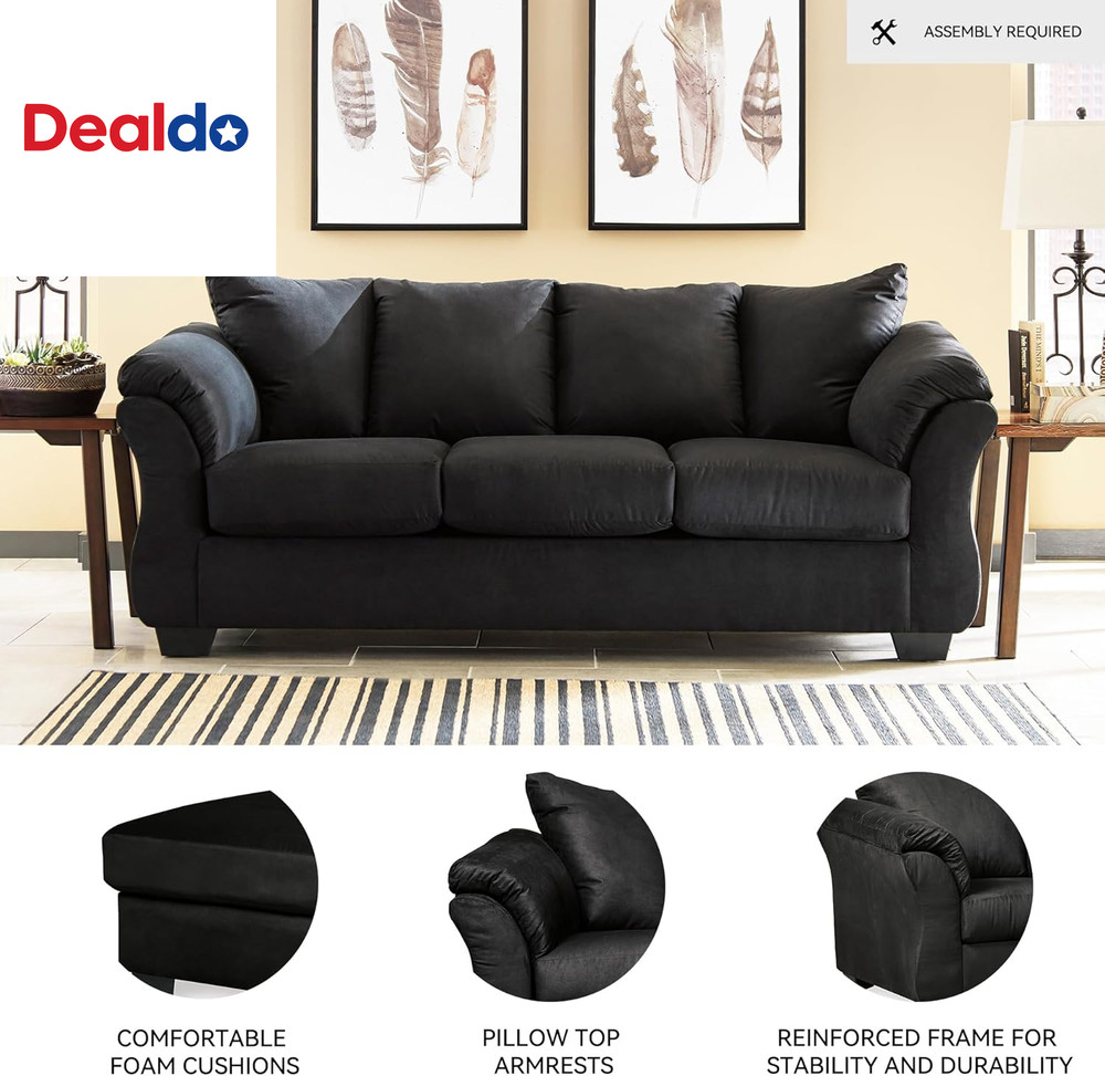 Darcy Classic Contemporary Sofa, Black