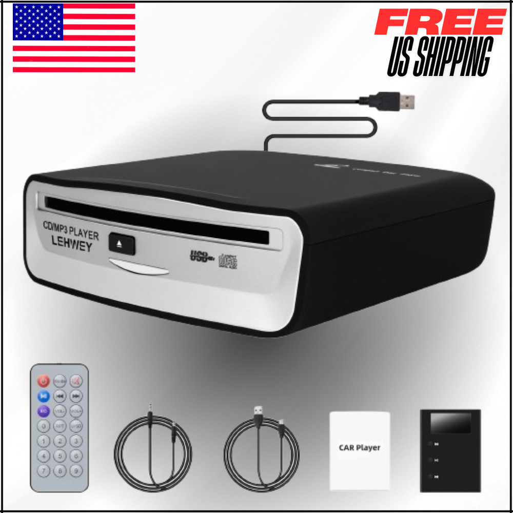 External Universal CD Player for Car CD Players W AUX Cable & Remote Control