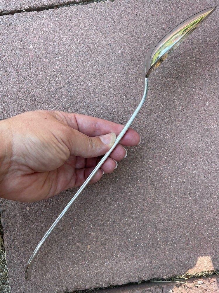 GORHAM Silverplate Serving Spoon 12" ROCHAMBEAU Lt Gov JABEZ BOWEN 1780 repo70's