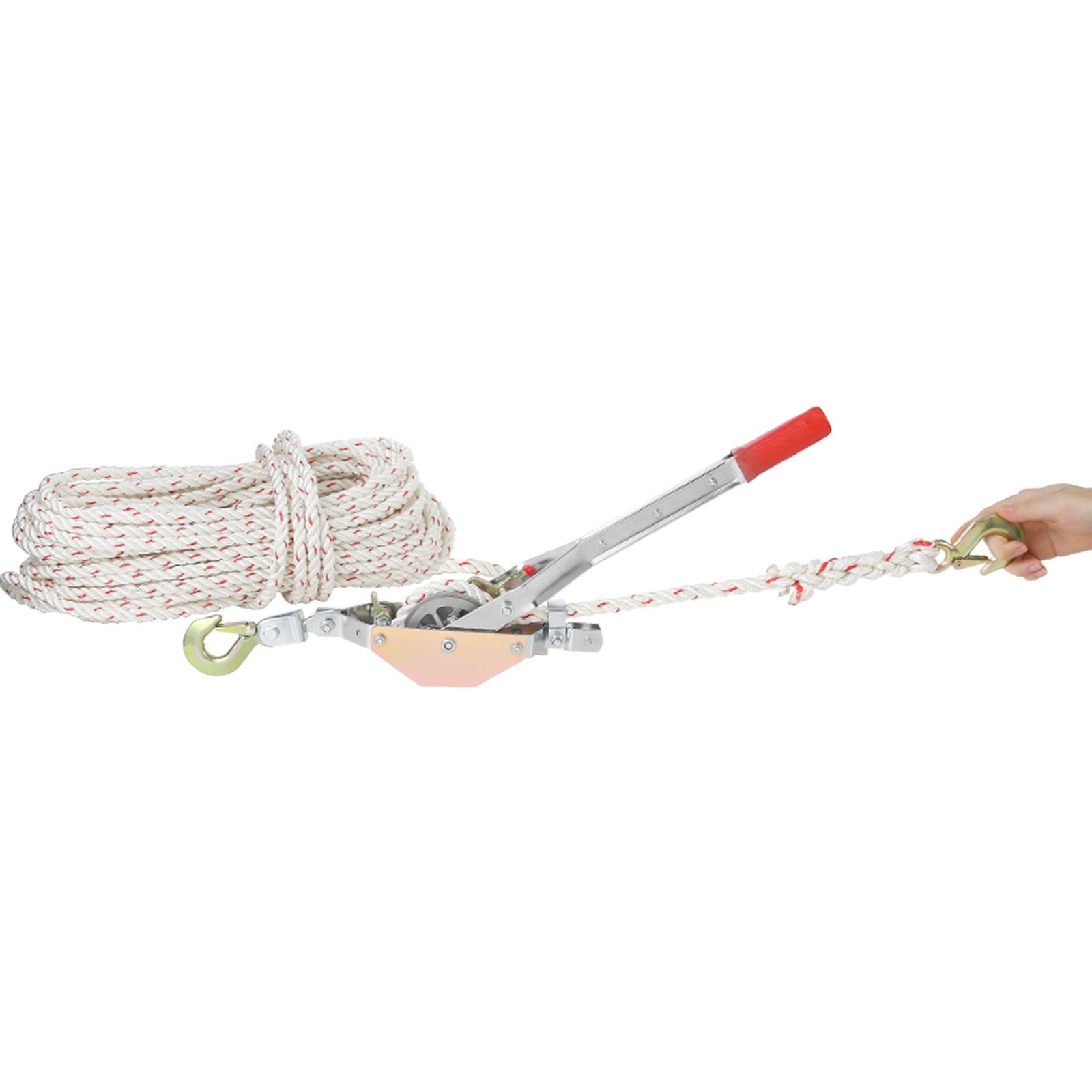 Uimoso Rope Puller Come Along Winch 3/4Ton 1653lb Capacity 100' of 0.6" dia Rope