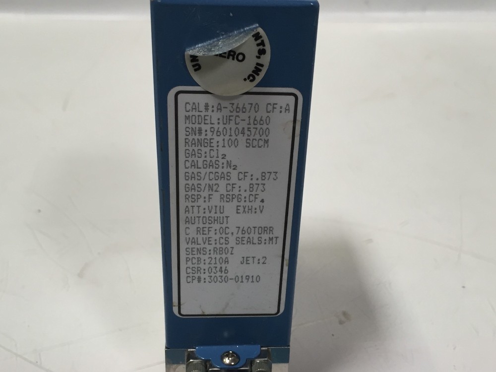 UNIT UFC-1660 Mass Flow Controller Gas: CL2