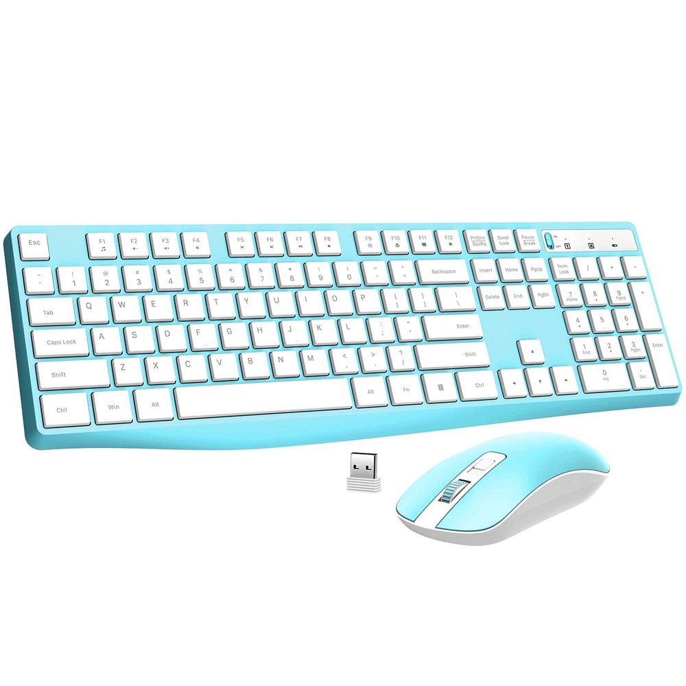 Wireless Keyboard and Mouse Combo 2.4G Full-Sized Ergonomic Keyboard Mouse 3 ...