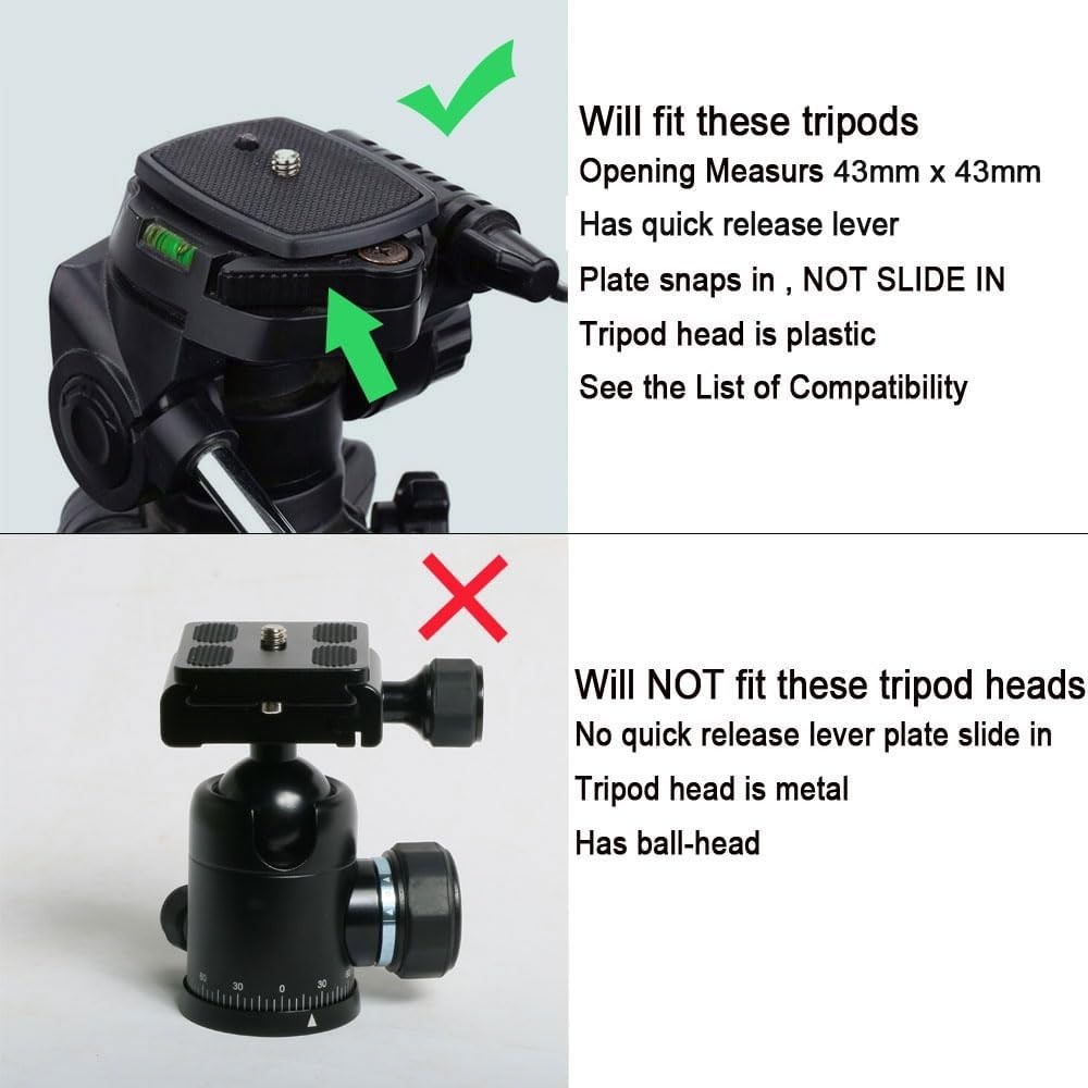 2 Pack Tripod Quick Release Plate Camera Mount Adapter Replacement for Black