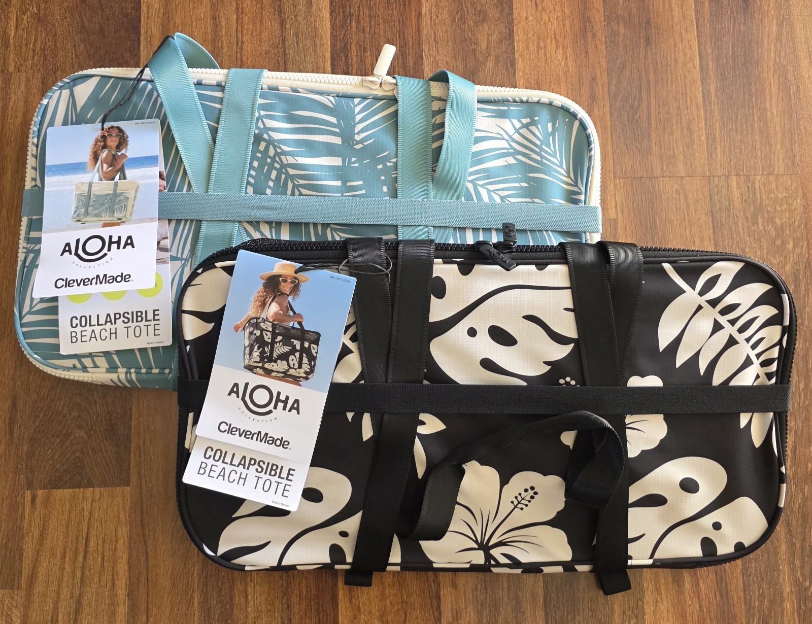 Aloha Collection CleverMade Costco Collapsible Beach Tote Bag Set of 2