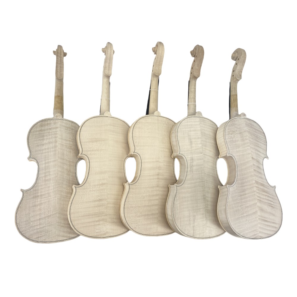 4/4 Full Size Violin White Violin Unfinished Flame Maple Back Side Handmade