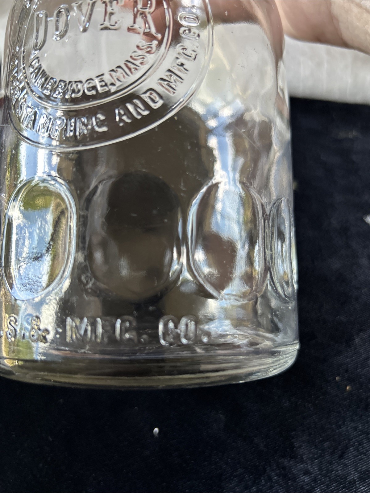 Vintage DOVER No. 80 Thumbprint 1-Quart Glass Oil Bottle w/ MASTER MFG Spout