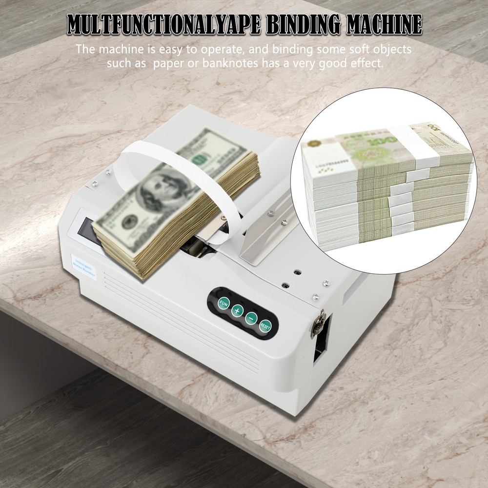 Automatic Banknote Binding Machine Strapping Bundling Money Packer 110V