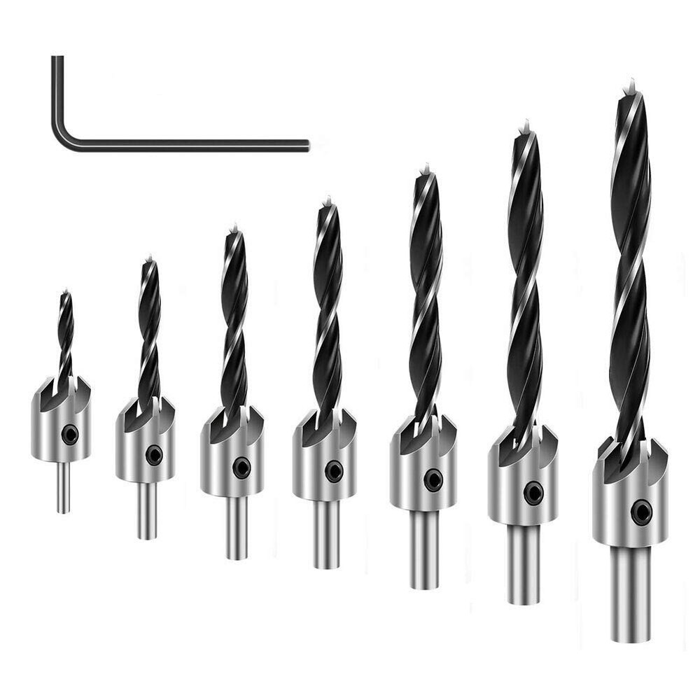 COMOWARE Countersink Drill Bits Set- 7Pcs Counter Sink Bit for Wood High...