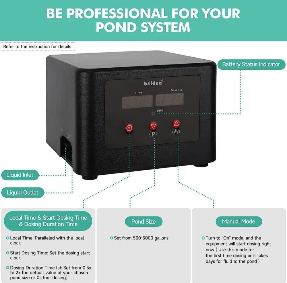 Waterproof Automatic Dosing / Feeding System with Multiple Timers for Pond