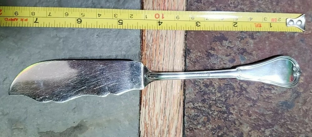 😜 RARE ANTIQUE c1874! GOTHIC PATTERN SILVERPLATED MASTER BUTTER 🧈 KNIVE 🔎👀