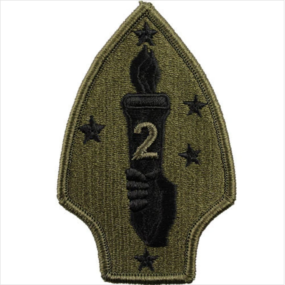 GENUINE U.S. MARINE CORPS SHOULDER PATCH: SECOND DIVISION - SUBDUED