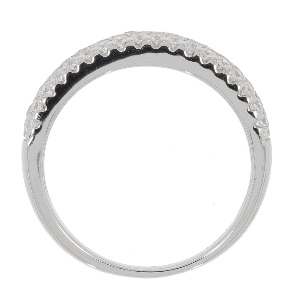 Sterling Silver 3 Row Band Ring White Topaz